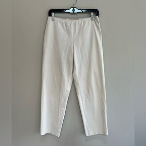 Eileen Fisher Stretch Waist Crop Straight Leg Pants in Bone Off-White, size SP